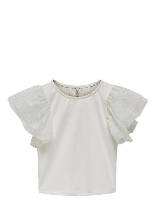 Kmgsine S/L Glitter Top Jrs Kids Only White