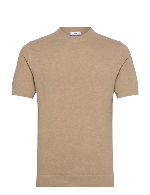 Cotton Fine-Knit T-Shirt Mango Beige