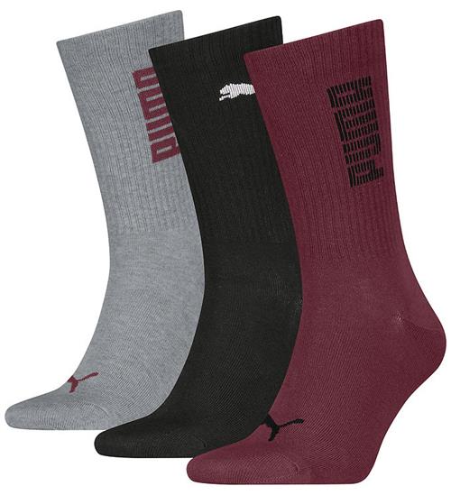 Puma Strømper - Regular Crew - 3-pak - Burgundy/Sort/Grå