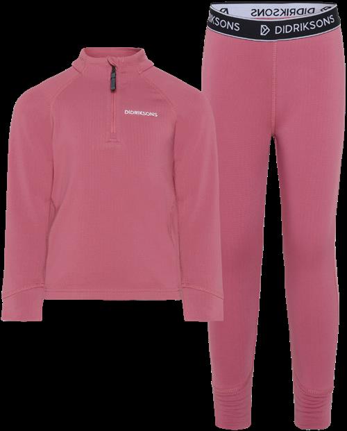 Didriksons Jadis Kids 5 Baselayer-sæt Heather Pink  Heather Pink-110 cm  Lyserød  110 cm  kvinde
