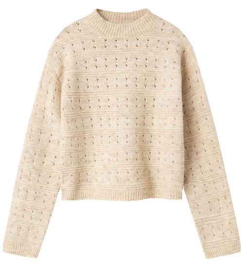 LMTD Bluse - Strik - NlfNamely - Oatmeal m. Hulmønster