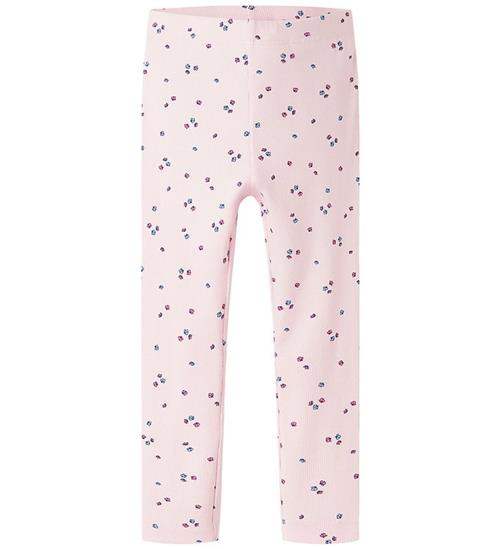 Name It Leggings - Rib - NmfNelia - Cradle Pink m. Blomster