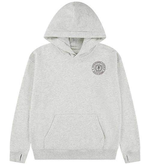 Abercrombie & Fitch Hættetrøje - Lysegråmeleret m. Print