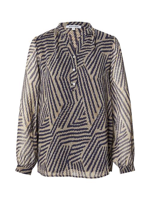 MORE & MORE Bluse  beige / marin / hvid