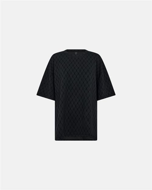 Sweat t-shirt "oversize" | Sort m. flockprint