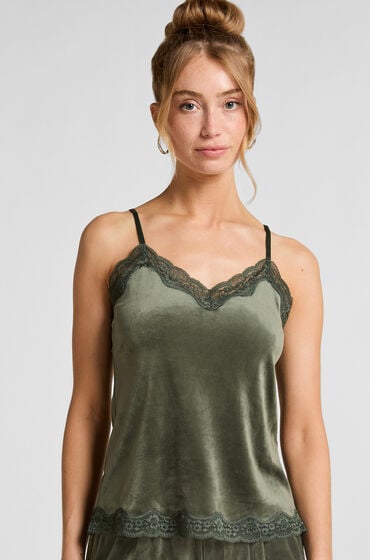 Hunkemöller Cami top Velours Lace Grøn