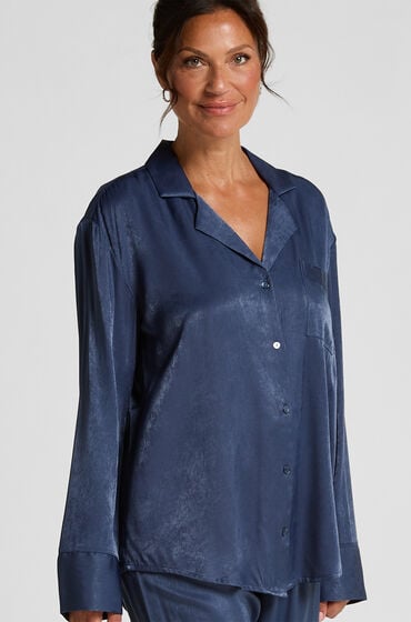 Hunkemöller Langærmet satinjakke Ayla Blå