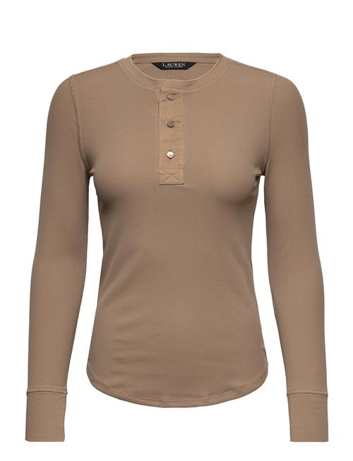 Stretch Cotton Henley Top Lauren Ralph Lauren Brown