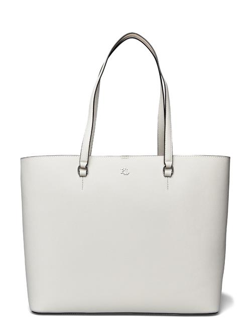 Crosshatch Leather Large Karly Tote Lauren Ralph Lauren White