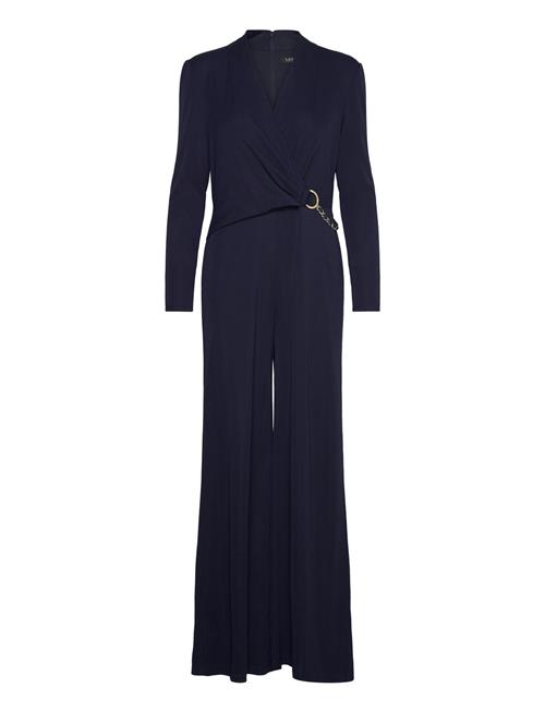 Chain-Trim Jersey Surplice Jumpsuit Lauren Ralph Lauren Navy