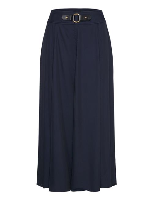 Buckle-Trim Twill Midi Skirt Lauren Ralph Lauren Navy