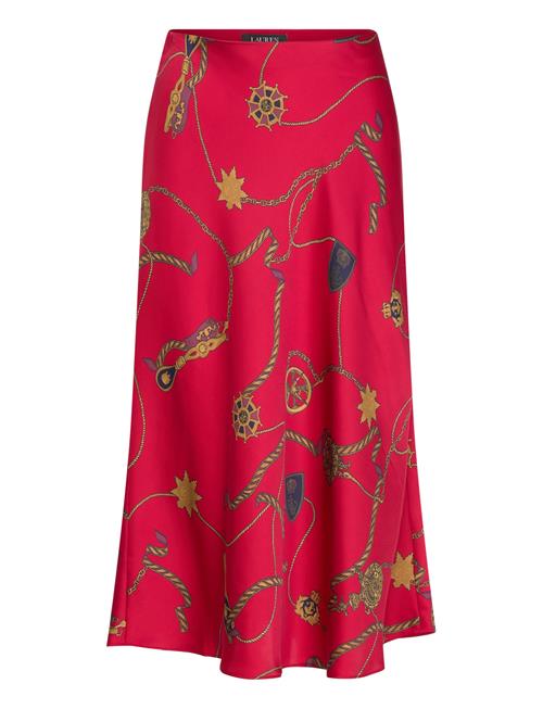Belting-Print Satin Charmeuse Midi Skirt Lauren Ralph Lauren Red