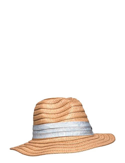Paisley-Ribbon-Trim Straw Fedora Lauren Ralph Lauren Beige