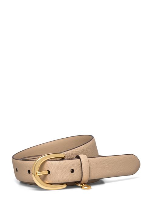 Charm Crosshatch Leather Belt Lauren Ralph Lauren Beige