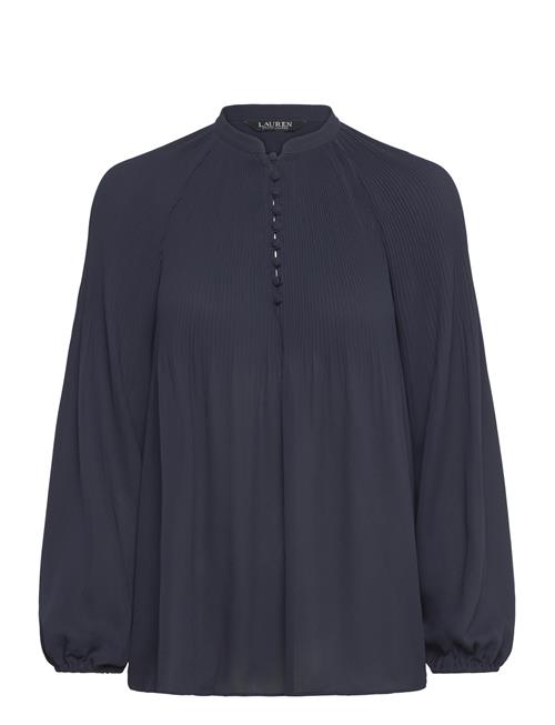 Pleated Georgette Blouse Lauren Ralph Lauren Navy