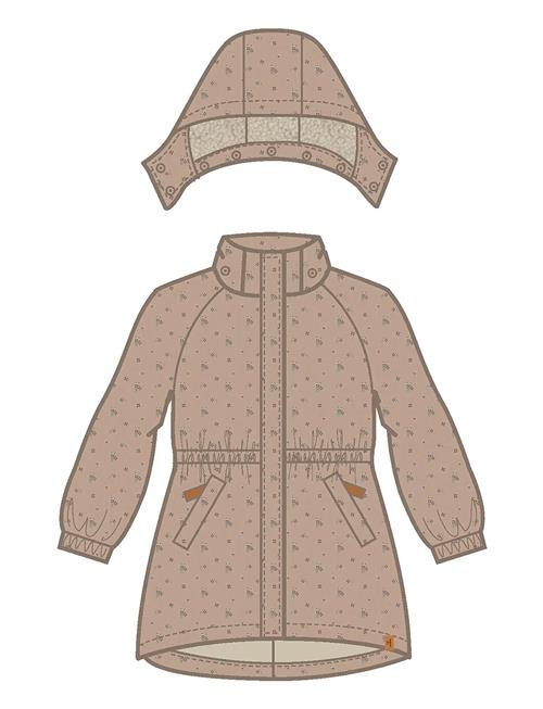 Nmfgerda Padded Long Jacket Aop Fo Lil Lil'Atelier Beige