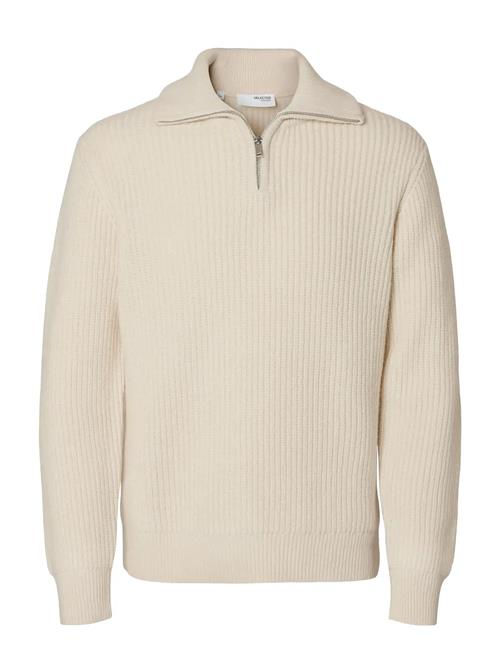 Slhland Ls Knit Half Zip Selected Cream
