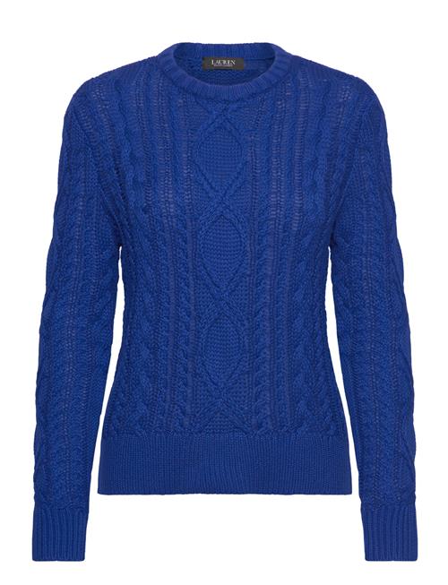Aran-Knit Cotton-Blend Crewneck Sweater Lauren Ralph Lauren Blue