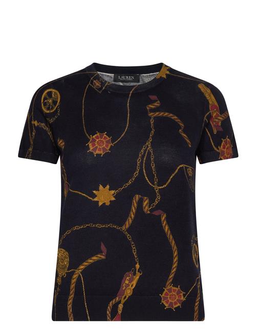 Print Cotton-Blend Short-Sleeve Sweater Lauren Ralph Lauren Navy
