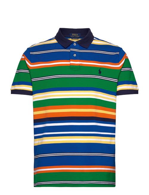 Custom Slim Fit Striped Mesh Polo Shirt Polo Ralph Lauren Navy