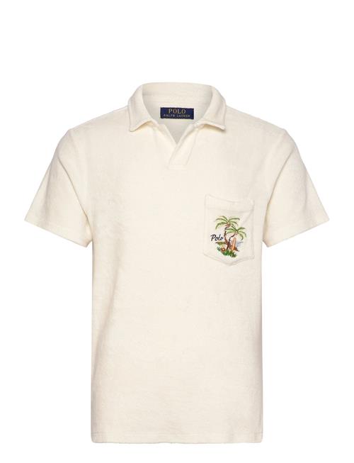 Custom Slim Embroidered Terry Polo Shirt Polo Ralph Lauren Cream