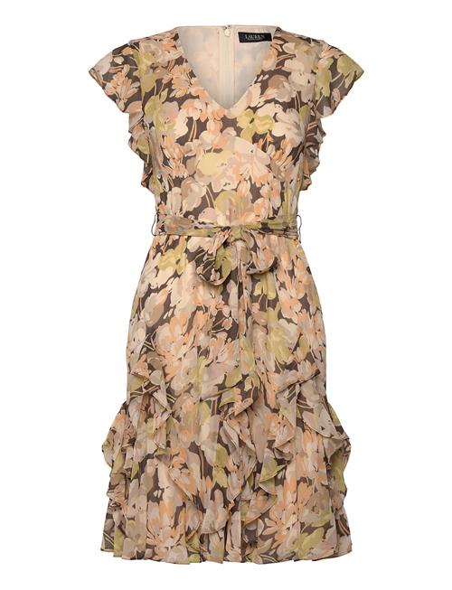 Floral Ruffle-Trim Georgette Dress Lauren Ralph Lauren Green