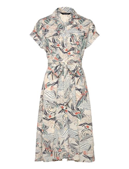 Print Belted Crepe Camp Shirtdress Lauren Ralph Lauren Beige