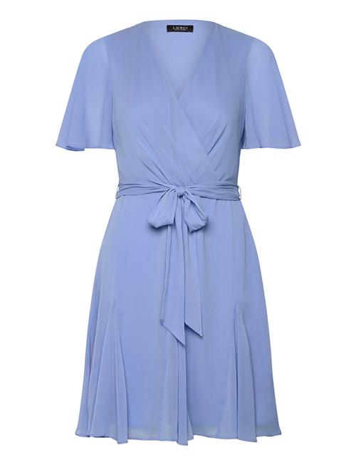 Crinkle Georgette Surplice Dress Lauren Ralph Lauren Blue