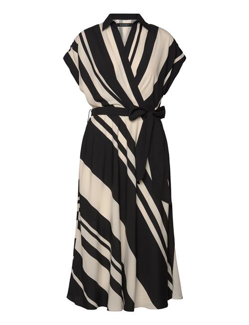 Striped Belted Crepe Dress Lauren Ralph Lauren Black
