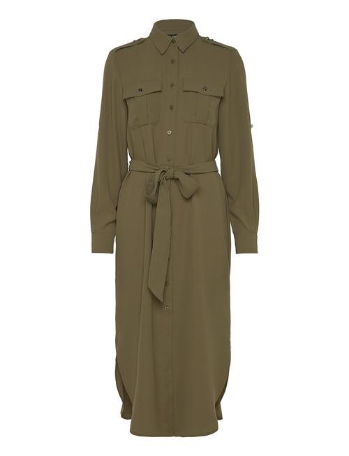 Belted Double-Faced Georgette Shirtdress Lauren Ralph Lauren Khaki