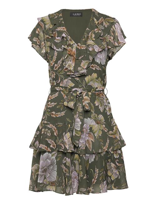 Floral Belted Crinkle Georgette Dress Lauren Ralph Lauren Green