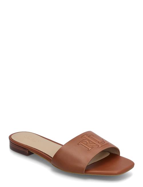 Everley Calfskin Slide Sandal Lauren Ralph Lauren Brown