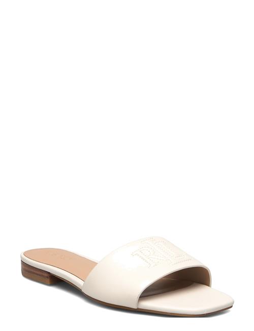 Everley Nappa Leather Slide Sandal Lauren Ralph Lauren White
