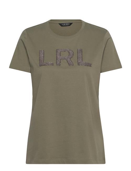 Beaded-Logo Cotton Jersey Tee Lauren Ralph Lauren Green