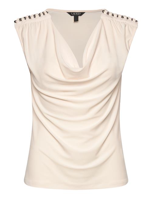 Jersey Sleeveless Cowlneck Top Lauren Ralph Lauren Beige