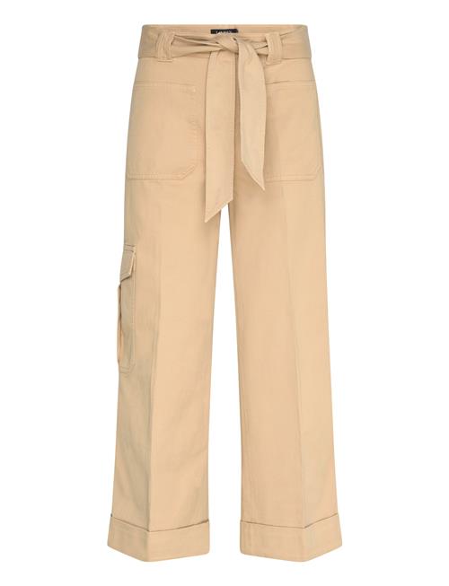 Pleated Cotton Twill Wide-Leg Cargo Pant Lauren Ralph Lauren Beige