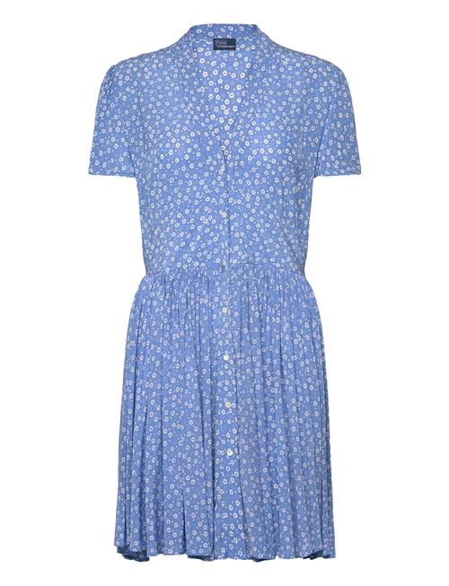 Floral Crepe Button-Front Dress Polo Ralph Lauren Blue