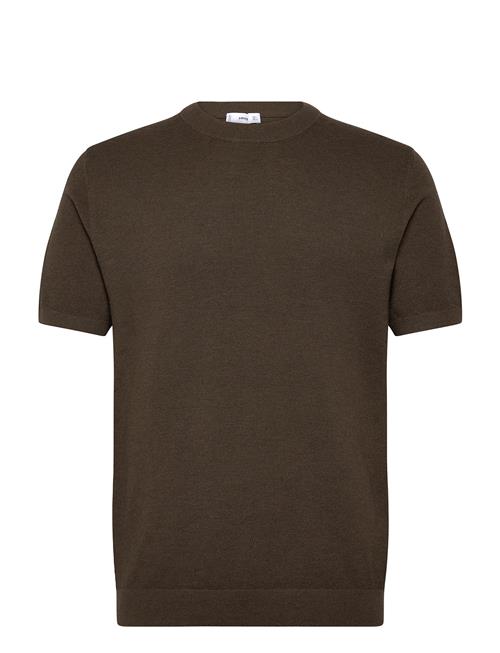 Cotton Fine-Knit T-Shirt Mango Brown