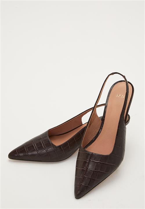 MAKE WAY Croco Leather Slingback