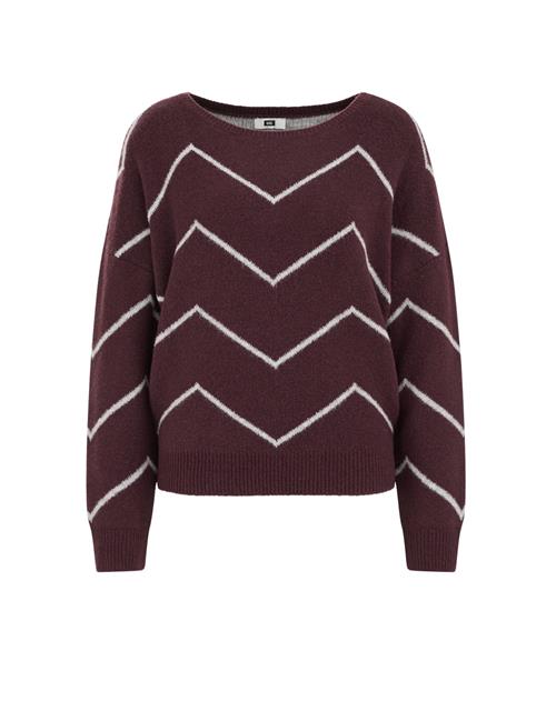 WE Fashion Pullover  aubergine / hvid