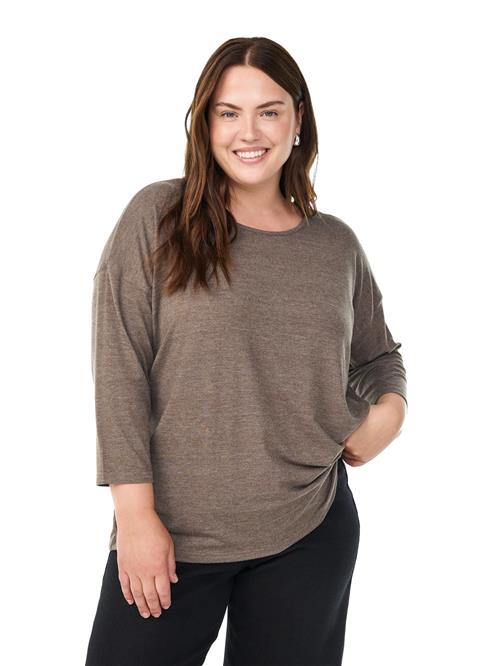 Flash by Zizzi Shirts 'Flrosey'  mokka