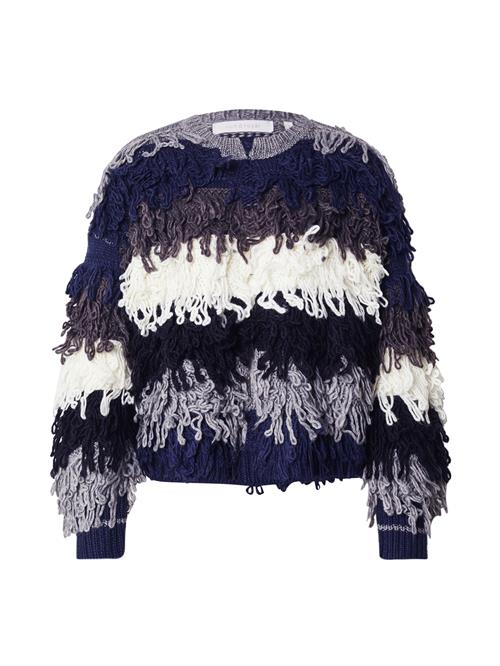 Rich & Royal Cardigan  ecru / sølvgrå / aubergine / mørkelilla