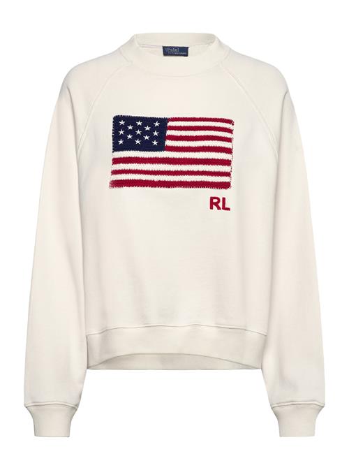 Logo Flag French Terry Crewneck Polo Ralph Lauren White