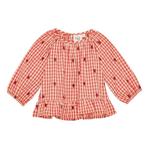 Flöss Molly Bluse Berry Gingham  Berry Gingham-80 cm  Rød  80 cm  kvinde