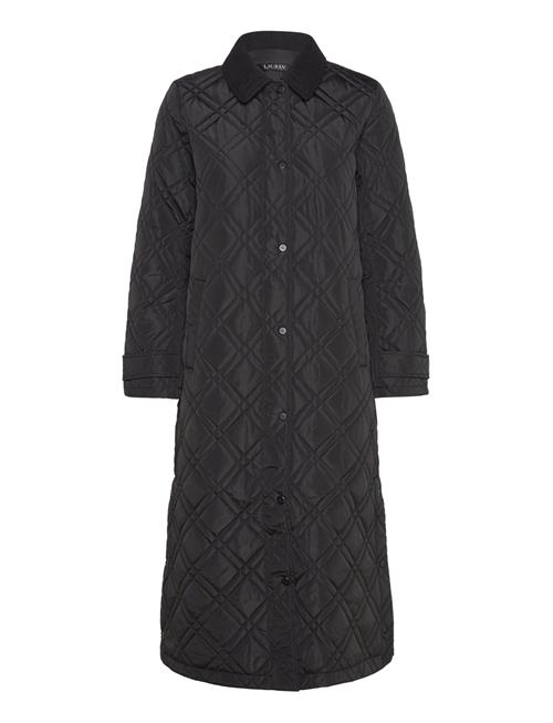Se Corduroy-Trim Diamond Quilted Maxi Coat Lauren Ralph Lauren Black ved Booztlet