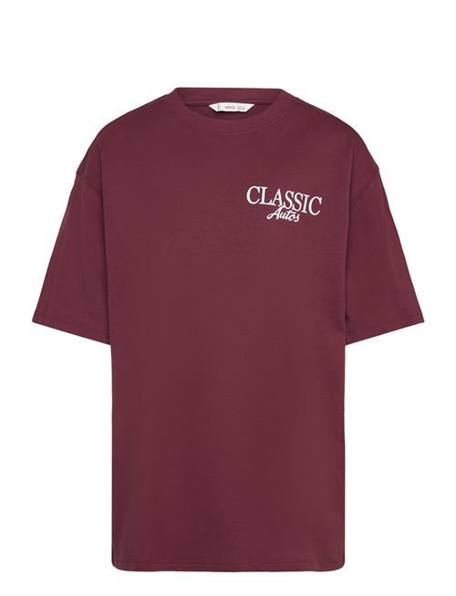 Printed Cotton-Blend T-Shirt Mango Burgundy