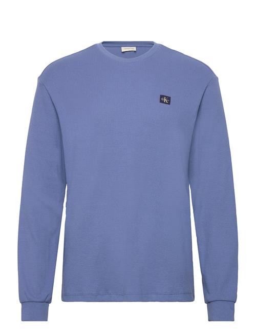 Ls Waffle Badge Crewnk Tee Calvin Klein Jeans Blue