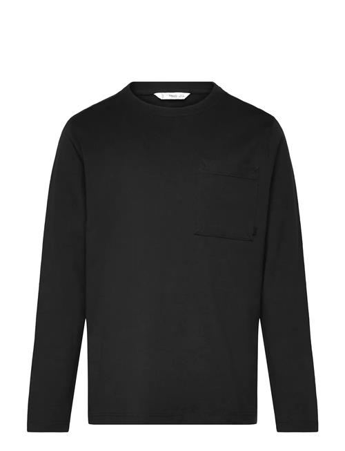 Long-Sleeved T-Shirt With Pocket Mango Black
