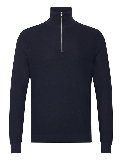 Microstructure Sweater With Zipper Collar Mango Navy