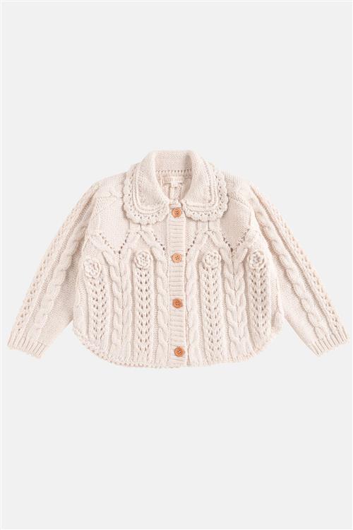 Louise Misha Khellana Strikket Kappe Cream  Cream-8 Y  Creme  8 år  kvinde